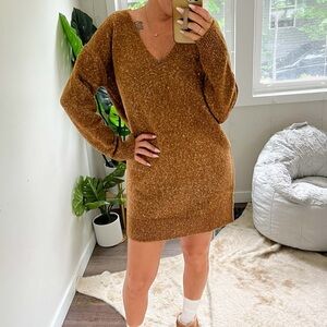 Treasure & Bond Brown Knit Mini Dress